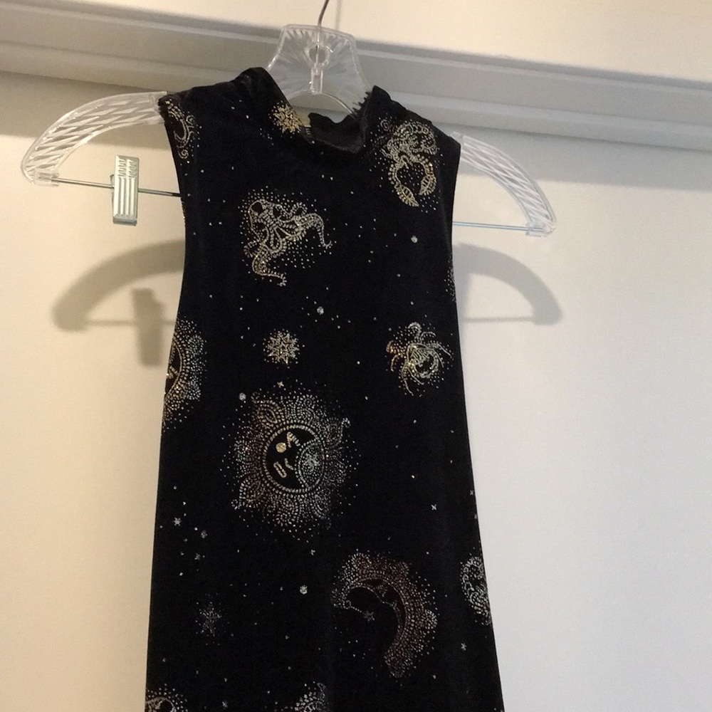 NWOT Urban Outfitters black velvet Zodiac dress